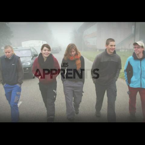 5 apprentis marchent sur une route