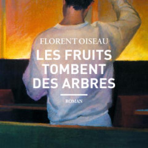 Couverture du livre les fruits tombent des arvres, homme de dos sur un fond orange